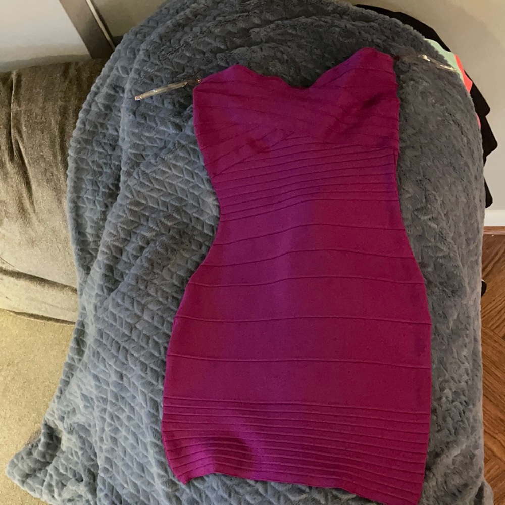 Purple strapless size M bandage mini dress
